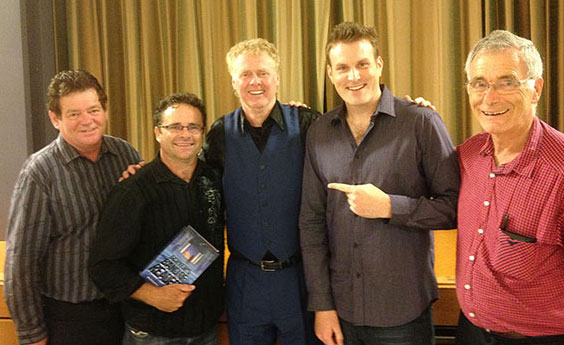 Mick Peck with Auckland magicians, Kaplan magic lecture