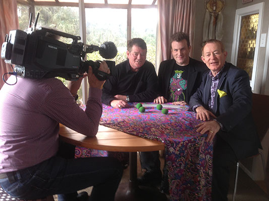 Auckland magicians Alan Watson, Mick Peck and Chicane, TV3 filming for story on magic